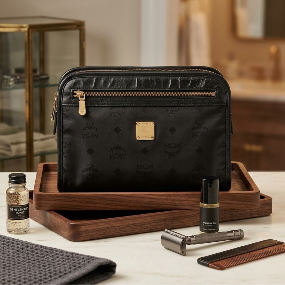 MCM Men’s Visetos Black Toiletry Bag